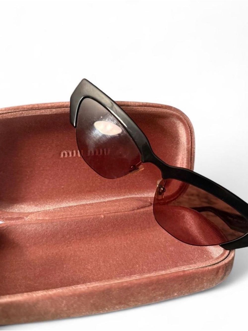 Miu Miu Black Cat-Eye Sunglasses with Brown Lenses